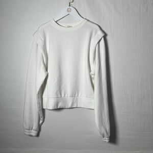 CALIA Women’s White Extended Shoulder Yoga Workout Crop Long Sleeve Sweater Sz M